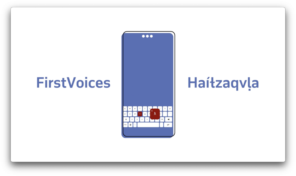 An illustration showing the FirstVoices keyboard.