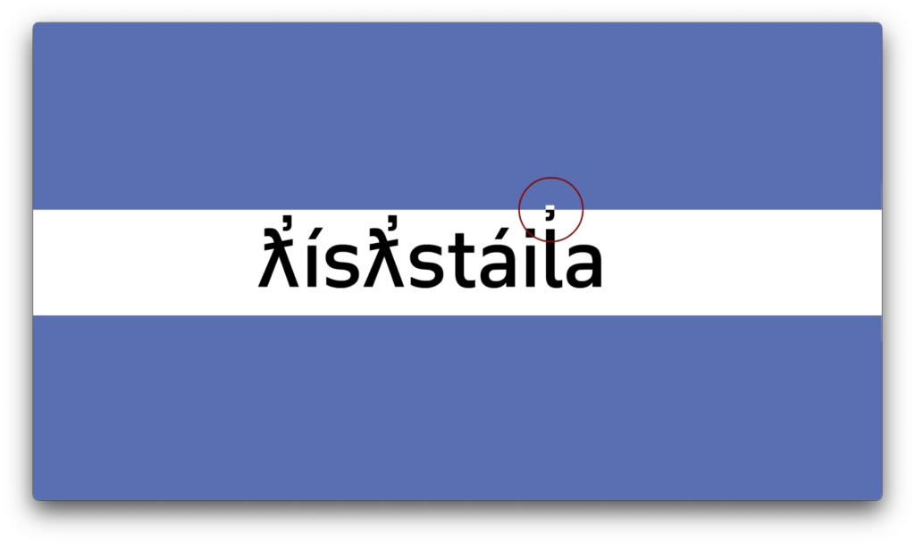 An illustration showing how common fonts draw accented marks incorrectly for Haíɫzaqvḷa that make them hard to read or tell apart from other accented marks